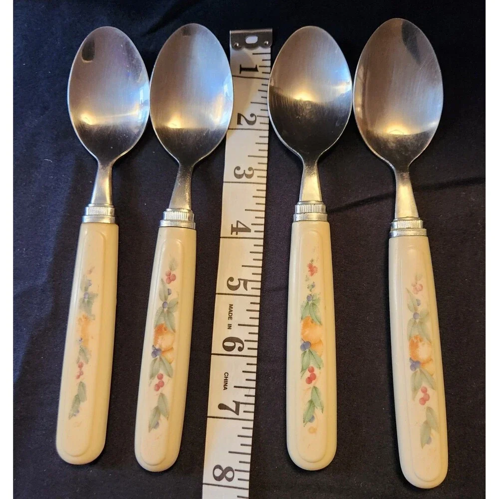 4 Replacement Corelle ABUNDANCE Stainless Corning Soup Spoons (measurements)